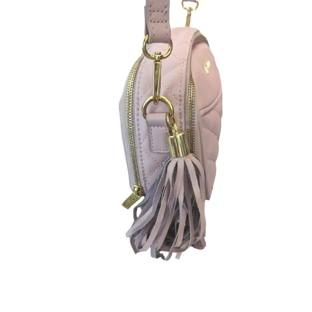 Joy & Iman Diamond Quilted Genuine Leather Crossbody with RFID Dark Blush - Picture 7 of 16